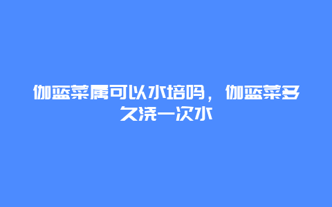 伽蓝菜属可以水培吗，伽蓝菜多久浇一次水