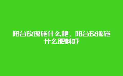 阳台玫瑰施什么肥，阳台玫瑰施什么肥料好