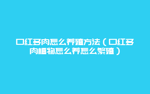 口红多肉怎么养殖方法（口红多肉植物怎么养怎么繁殖）