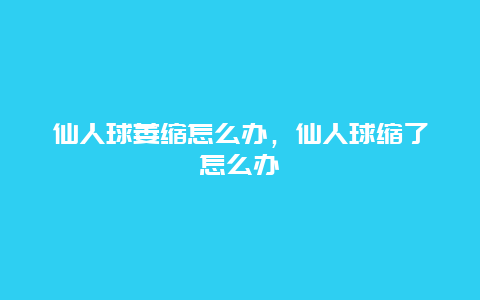 仙人球萎缩怎么办，仙人球缩了怎么办