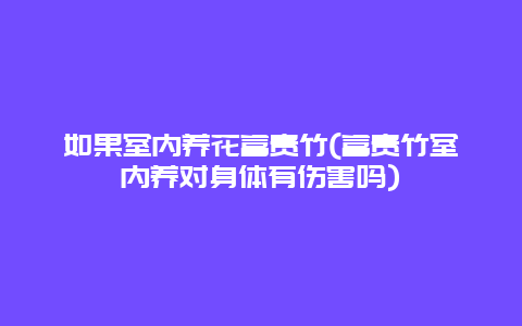 如果室内养花富贵竹(富贵竹室内养对身体有伤害吗)