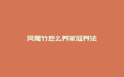 凤尾竹怎么养家庭养法