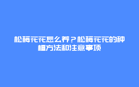 松梅花花怎么养？松梅花花的种植方法和注意事项