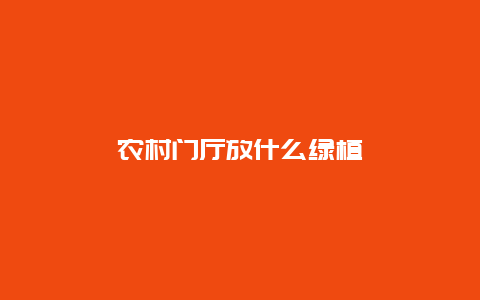 农村门厅放什么绿植