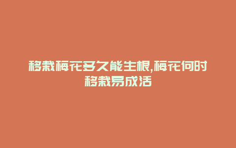 移栽梅花多久能生根,梅花何时移栽易成活