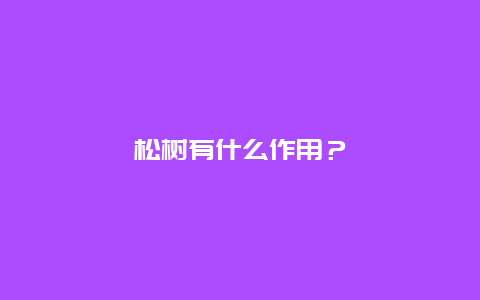 松树有什么作用？