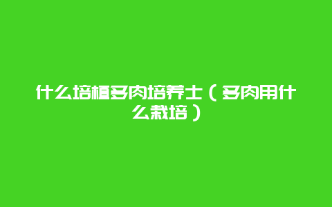 什么培植多肉培养士（多肉用什么栽培）