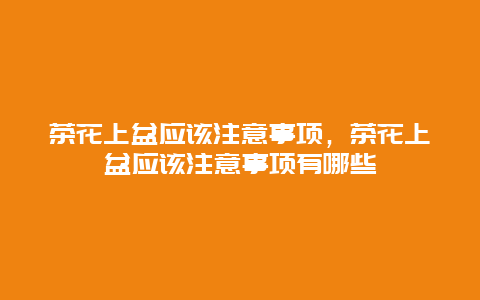 茶花上盆应该注意事项，茶花上盆应该注意事项有哪些