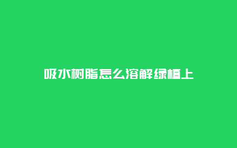 吸水树脂怎么溶解绿植上