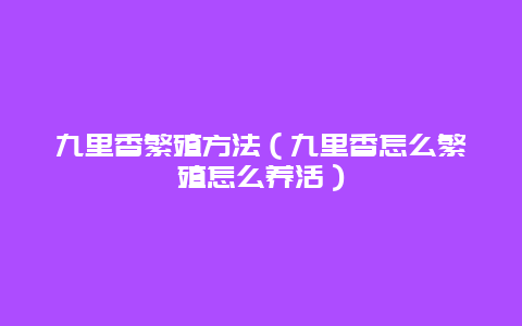 九里香繁殖方法（九里香怎么繁殖怎么养活）