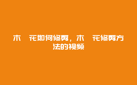 木槿花如何修剪，木槿花修剪方法的视频