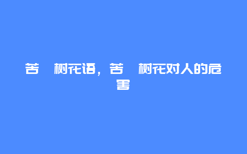 苦楝树花语，苦楝树花对人的危害