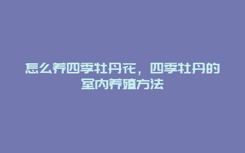 怎么养四季牡丹花，四季牡丹的室内养殖方法