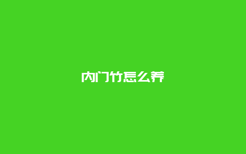 内门竹怎么养