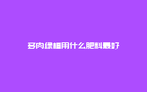 多肉绿植用什么肥料最好