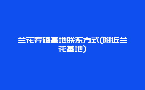 兰花养殖基地联系方式(附近兰花基地)