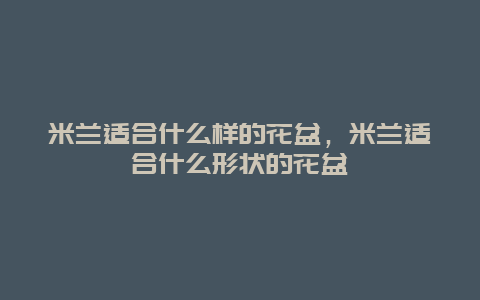 米兰适合什么样的花盆，米兰适合什么形状的花盆