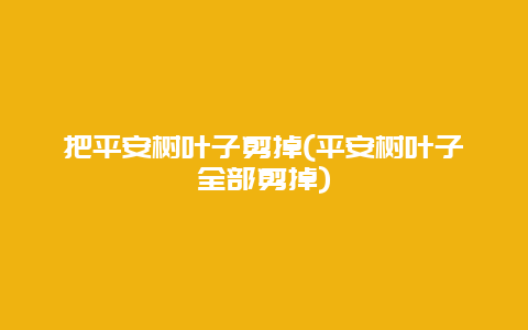 把平安树叶子剪掉(平安树叶子全部剪掉)