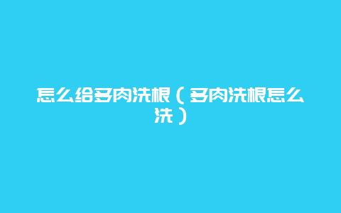 怎么给多肉洗根（多肉洗根怎么洗）