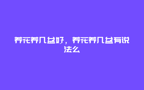 养花养几盆好，养花养几盆有说法么