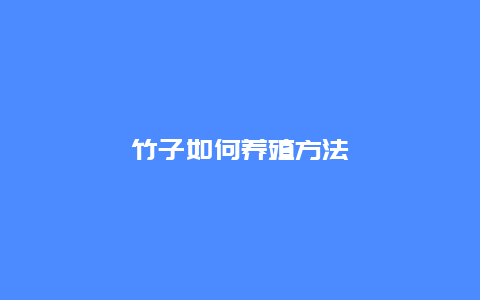 竹子如何养殖方法