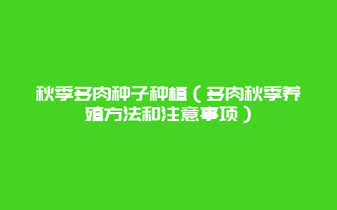 秋季多肉种子种植（多肉秋季养殖方法和注意事项）