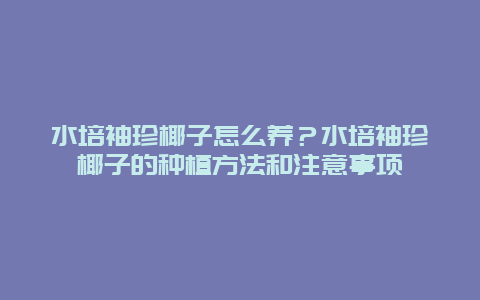 水培袖珍椰子怎么养？水培袖珍椰子的种植方法和注意事项