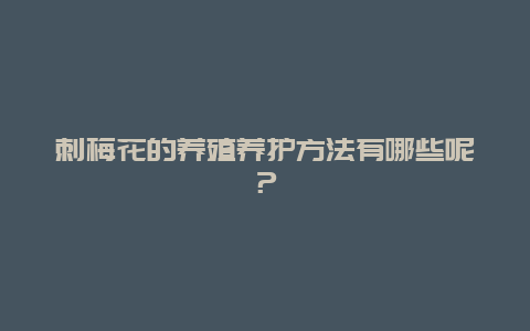 刺梅花的养殖养护方法有哪些呢？