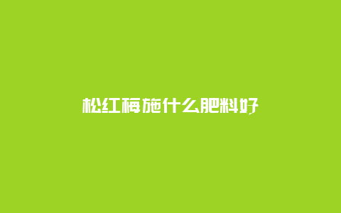 松红梅施什么肥料好