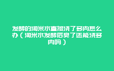 发酵的淘米水直接浇了多肉怎么办（淘米水发酵后臭了还能浇多肉吗）