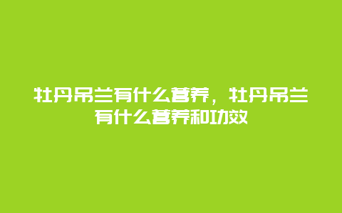 牡丹吊兰有什么营养，牡丹吊兰有什么营养和功效