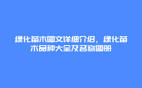 绿化苗木图文详细介绍，绿化苗木品种大全及名称图册