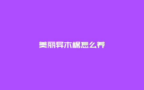 美丽异木棉怎么养