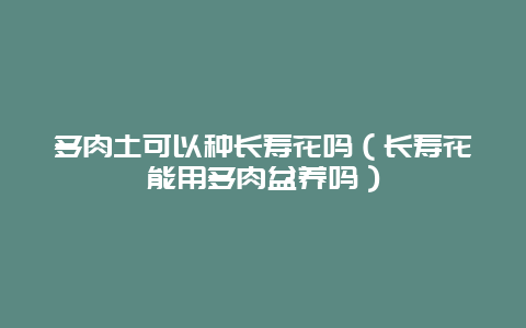 多肉土可以种长寿花吗（长寿花能用多肉盆养吗）