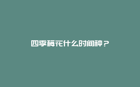 四季梅花什么时间种？