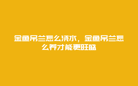 金鱼吊兰怎么浇水，金鱼吊兰怎么养才能更旺盛