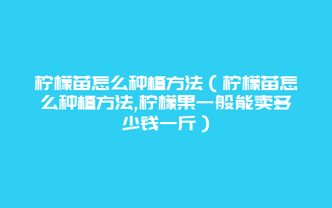 柠檬苗怎么种植方法（柠檬苗怎么种植方法,柠檬果一般能卖多少钱一斤）