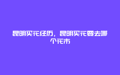 昆明买花经历，昆明买花要去哪个花市