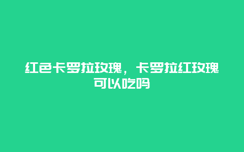 红色卡罗拉玫瑰，卡罗拉红玫瑰可以吃吗