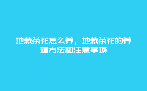 地栽茶花怎么养，地栽茶花的养殖方法和注意事项