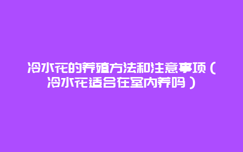 冷水花的养殖方法和注意事项（冷水花适合在室内养吗）