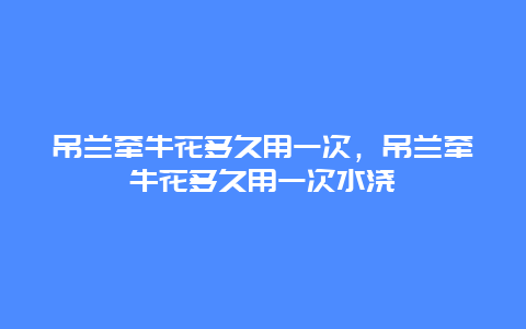 吊兰牵牛花多久用一次，吊兰牵牛花多久用一次水浇