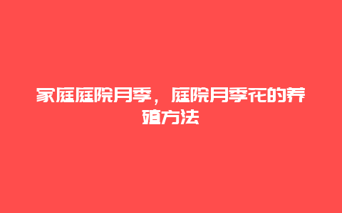 家庭庭院月季，庭院月季花的养殖方法