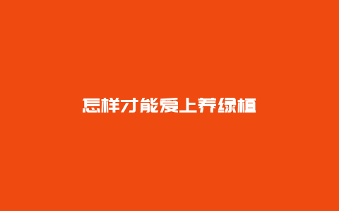 怎样才能爱上养绿植