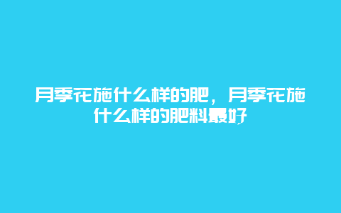 月季花施什么样的肥，月季花施什么样的肥料最好