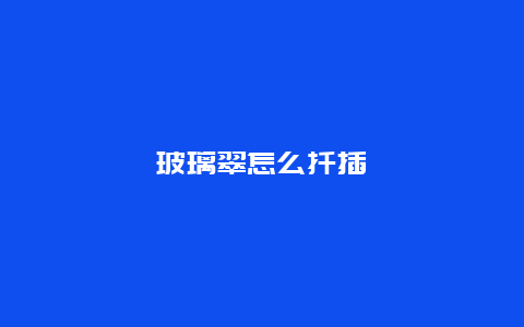 玻璃翠怎么扦插