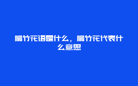 扁竹花语是什么，扁竹花代表什么意思