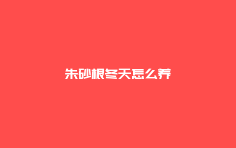 朱砂根冬天怎么养