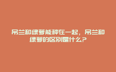 吊兰和绿萝能种在一起，吊兰和绿萝的区别是什么?