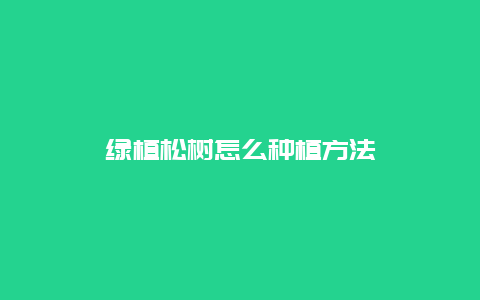 绿植松树怎么种植方法